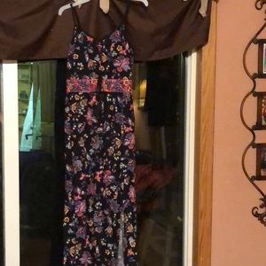 Floral print spaghetti strap long dress